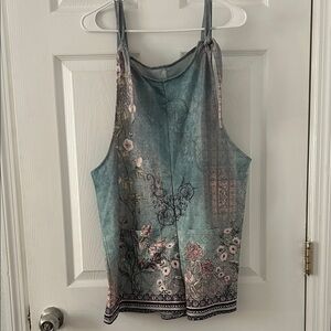 Floral Print Women's Top - Blue and Pink